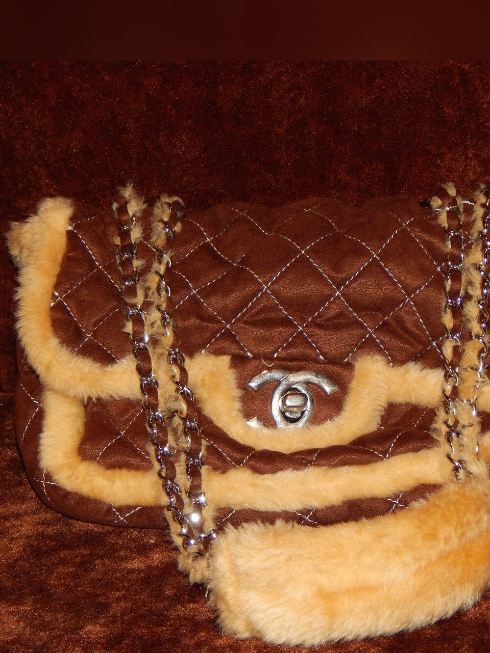 Coach Quilted Softsider Purse with Faux Fur Trim